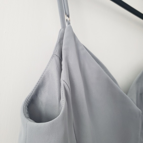 Azazie Clarissa  A Line Chiffon Tea Length Dress Dolphin Grey Sz A6 NWT - Picture 12 of 15